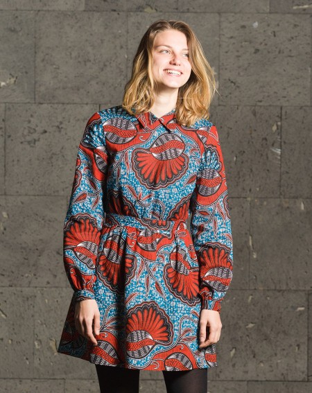 Robe courte KUMBI - bleue orange