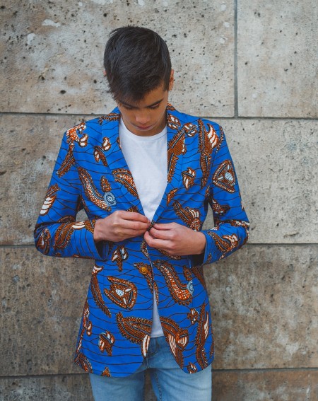 Veste SKAT POCK - bleu vif casque orange